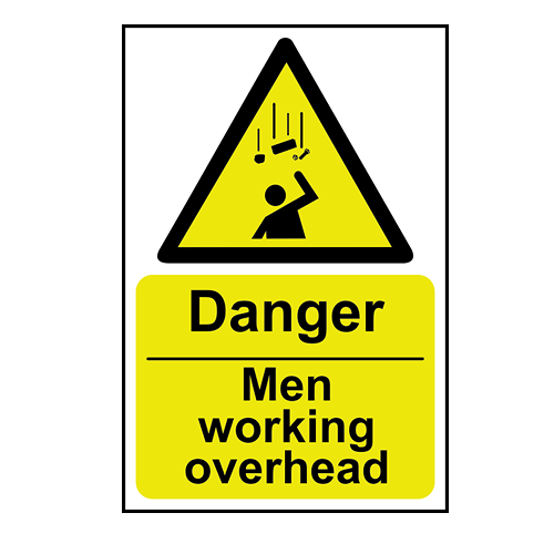 Danger Men Working Overhead Sign - RPVC, 200 X 300mm